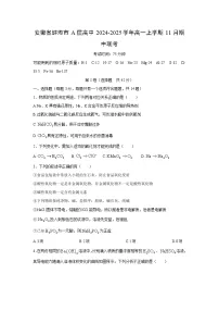 2024-2025学年安徽省蚌埠市A层高中高一(上)11月期中联考化学试卷
