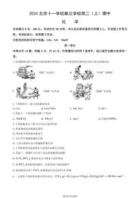 2024北京十一学校顺义学校高二（上）期中化学试题