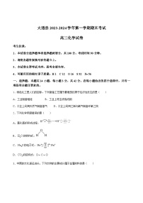 青海省西宁市大通县2024届高三上学期期末考试化学试卷