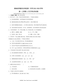 2024～2025学年湖南省常德市汉寿县第一中学高一(上)11月月考化学试卷(含答案)