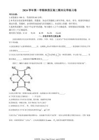 2024～2025学年上海奉贤区高三(上)期末考试(一模)化学试卷(含答案)