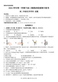 2025宁波三锋教研联盟高二上学期期中考试化学PDF版含答案