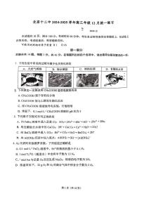 2024北京十二中高三(上)12月月考化学试卷(无答案)