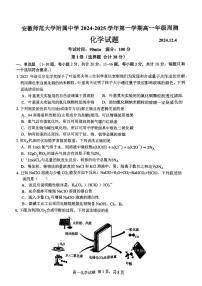 安徽师范大学附属中学2024-2025学年高一上学期12月周测 化学试题