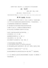 四川省成都市铁路中学校2024-2025学年高一上学期12月考试检测 化学试题