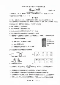 北京市清华附中朝阳学校2024-2025学年高二上学期期中考试化学试题