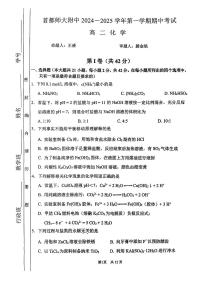 北京市首都师范大学附属中学2024-2025学年高二上学期期中考试+化学试题