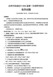 四川省达州市2025届高三上学期高考第一次模拟考试-化学试卷+答案