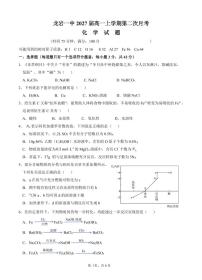 福建省龙岩第一中学2024-2025学年高一上学期第二次月考 化学试题