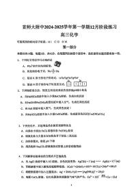 2024北京首都师大附中高三（上）12月月考化学试卷