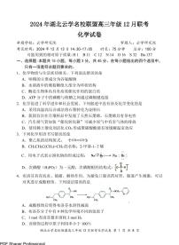 2025届湖北云学名校联盟高三上学期12月联考化学试题+答案