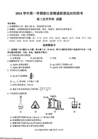 浙江精诚联盟2025届高三上学期12月适应考化学试卷+答案