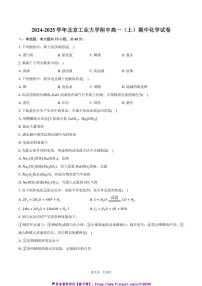 2024～2025学年北京工业大学附中高一(上)期中化学试卷(含答案)