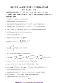 2024～2025学年四川省成都市树德中学高三(上)期中化学试卷(含答案)