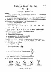 2025攀枝花高三上学期第一次统一考试（一诊）化学试卷扫描版无答案