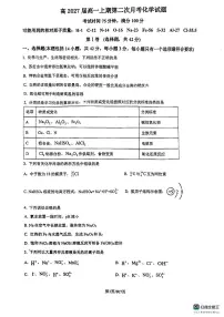 重庆市杨家坪中学2024-2025学年高一上期第二次月考化学试卷