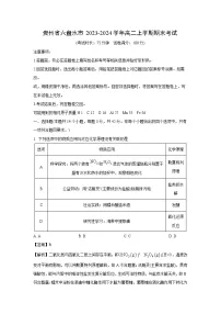 贵州省六盘水市2023-2024学年高二（上）期末化学试卷（解析版）