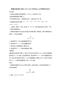 新疆兵团地州学校2023-2024学年高二（上）期末联考化学试卷（解析版）