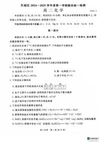 北京市东城区2024-2025学年高二上学期期末统一检测 化学试题