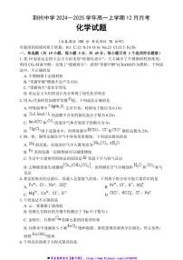 2024～2025学年湖北省荆州中学高一上12月月考化学试卷(含答案)