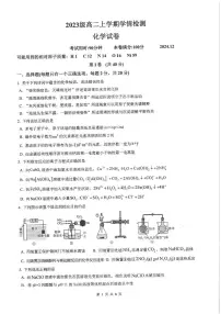 2025泰安一中高二上学期12月学情检测试题化学PDF版含答案