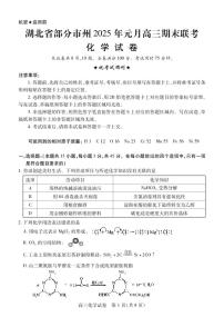 湖北省部分市州2025届高三上学期元月期末联考化学试题+答案