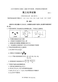 北京市朝阳区2024-2025学年高三第一学期期末质量检测考试 化学试卷+答案