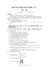 2025长沙雅礼中学高三上学期1月综合自主测试（期末）化学PDF版含解析