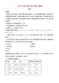 安徽省阜阳市2023_2024学年高一化学上学期10月月考试题含解析