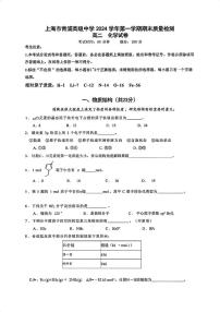 上海市青浦高级中学2024-2025学年高二上学期期末质量检测 化学试卷