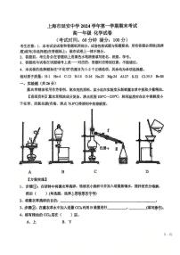 上海市长宁区延安中学2024-2025学年高一上学期1月期末化学试题