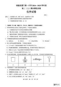 福建省厦门第一中学2024-2025学年高二上学期期末模拟考试 化学试题