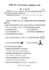 北京市东城区2024-2025学年第一学期高三期末统一检测考试  化学试卷及答案