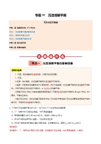 ③寒假提升练-专题09 沉淀溶解平衡-2025年高二化学寒假衔接讲练 (人教版)