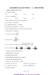 2023～2024学年北京市通州区高二上()期末化学试卷(含答案)