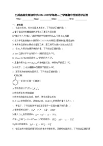 四川省南充高级中学2024-2025学年高二上学期期中检测化学试卷(含答案)