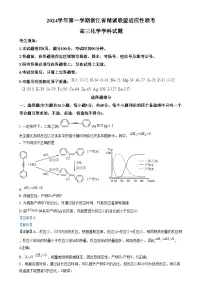 浙江省精诚联盟2024-2025学年高三上学期适应性联考化学试卷（Word版附解析）