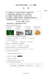 2025北京大兴高一（上）期末化学试卷（教师版）