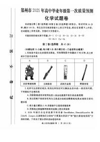 河南省郑州市2025年高中毕业年级第一次质量预测 化学试题及答案（郑州一模）
