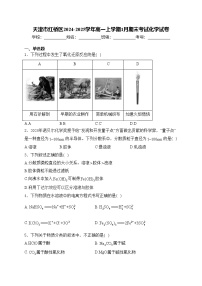 天津市红桥区2024-2025学年高一上学期1月期末考试化学试卷(含答案)