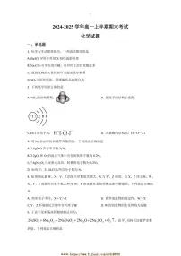 2024～2025学年四川省眉山市仁寿县第一中学高一上1月期末化学试卷(含答案)
