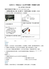 北京市八一学校2024-2025学年高二上学期期中考试化学试卷（Word版附解析）