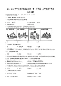 2024-2025学年北京市海淀区北京一零一中学高一上学期期中考试化学试题（含答案）