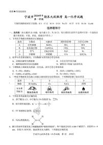 浙江省宁波市九校2024-2025学年高一上学期期末联考化学试卷（图片版，含答案）