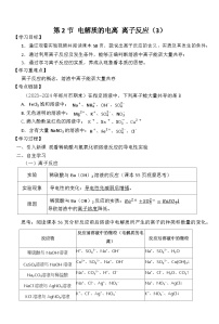 鲁科版 (2019)第2节 电解质的电离 离子反应学案