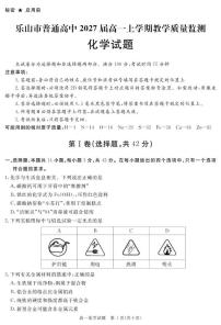 四川省乐山市普通高中2024-2025学年高一上学期期末教学质量监测化学试卷