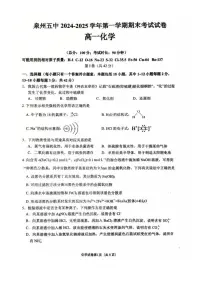 福建省泉州第五中学2024-2025学年高一上学期期末考试化学试卷