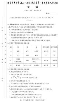 化学-湖南师大附中2024-2025学年高一下学期入学考试题