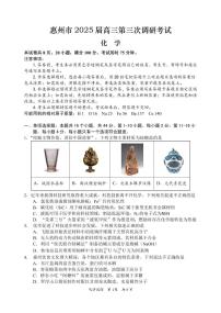 广东省惠州市2025届高三第三次调研考试化学试题（含答案）