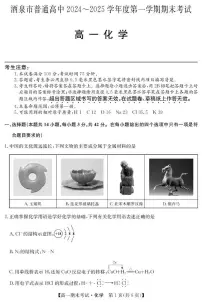 甘肃省酒泉市2024-2025学年高一上学期1月期末考试 化学 PDF版含答案